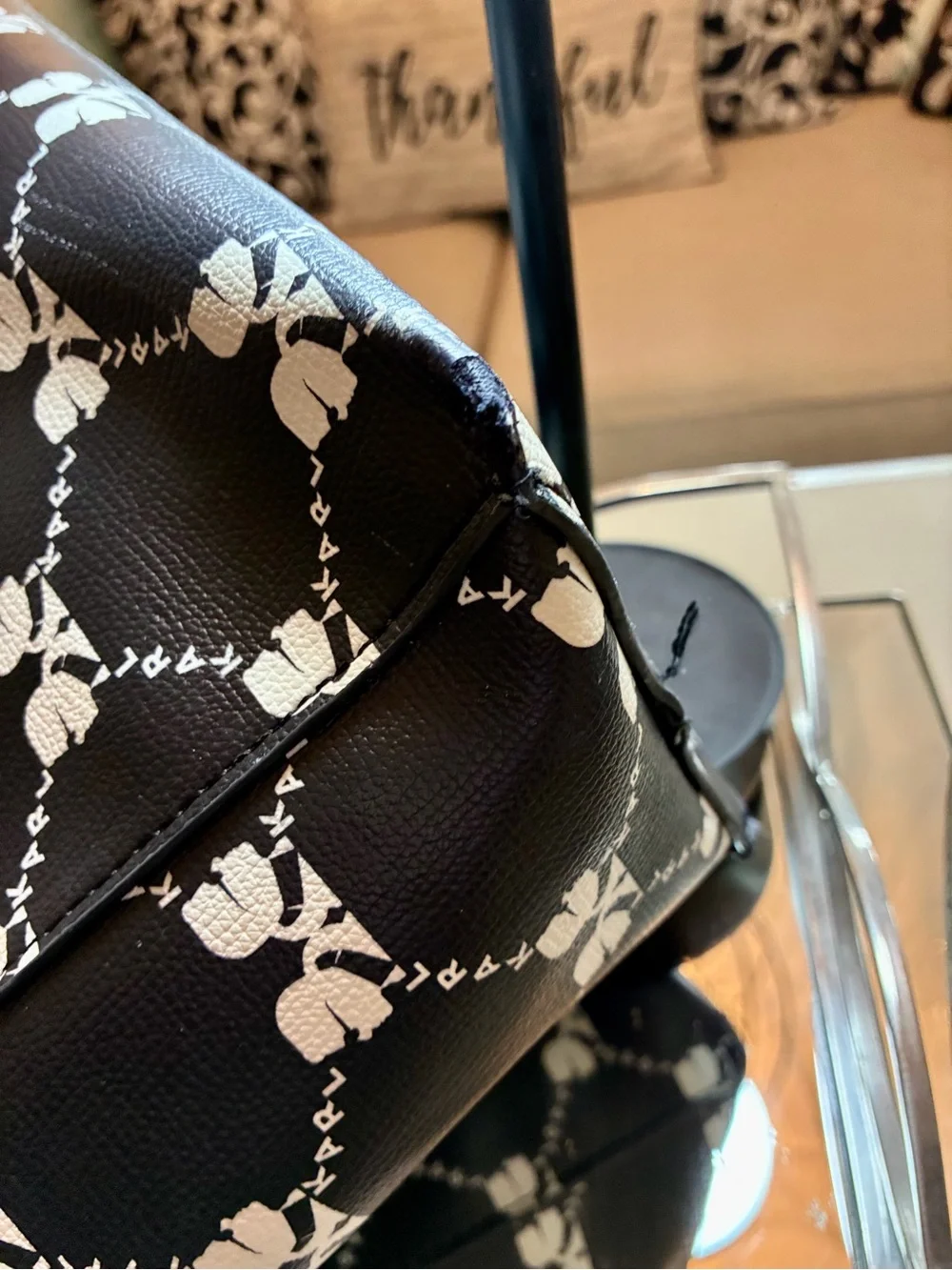 Karl Lagerfeld Black Tote with White Logo Pattern - Picture 10 of 15